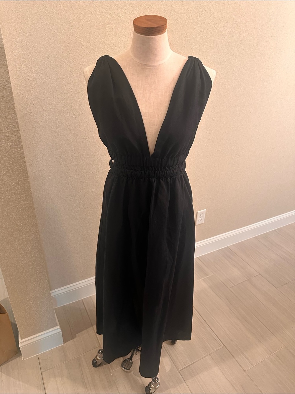 Zara Black Plunge Maxi Dress